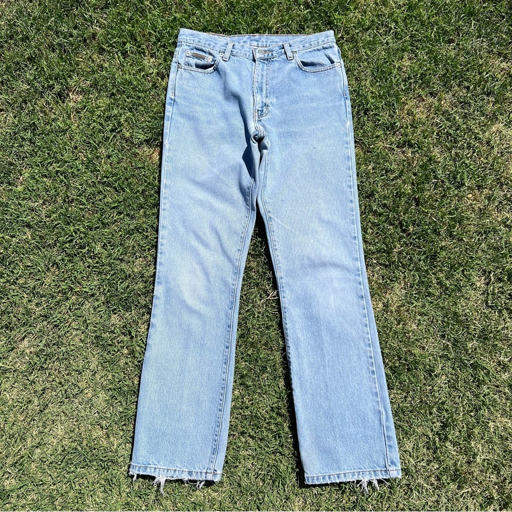 Womens vintage y2k calvin klein light blue jeans wash regular straight fit worn